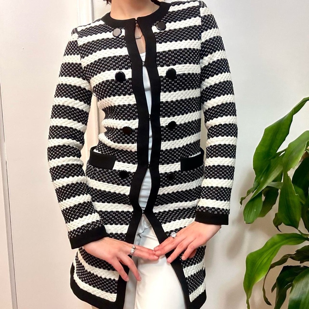 Vintage Black & White Overcoat Size XS